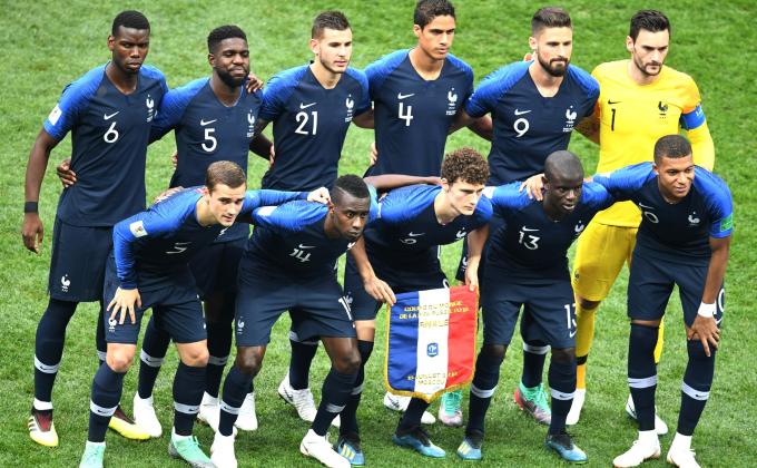 Det franske landshold ved VM-finalen i 2018. Det franske landshold ved VM-finalen i 2018.